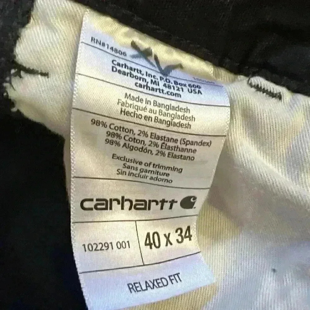 Carhartt Black Relaxed Fit Straight Leg Work Pants Mens 40x34 102291-001 - Picture 7 of 12